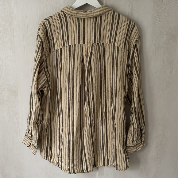 Mate the Label • Butter Yellow Striped Linen Buttonup Size M - Picture 9 of 10